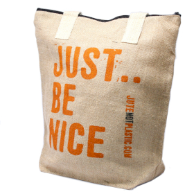 Eco Jute Bag - Just Be Nice - Click Image to Close